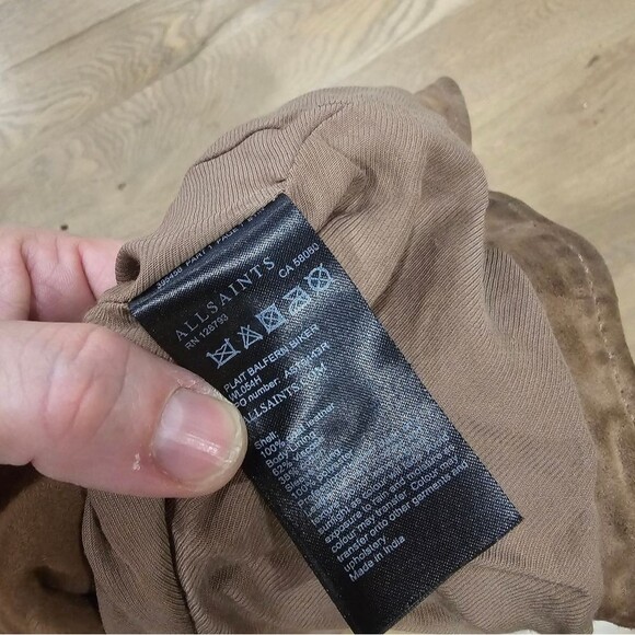 All Saints plait Balfern Suede Moto biker Jacket - Picture 6 of 7